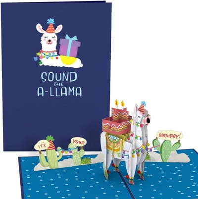 3D Pop-up Verjaardagskaart Lama - Unieke Wenskaart voor Feestdagen