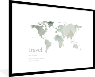 Poster in lijst - Fotolijst 90x60 cm - Posters - Wereldkaart - Quote - Travel - Posterlijst zwart - Decoratie - Wanddecoratie woonkamer - Muurdecoratie slaapkamer
