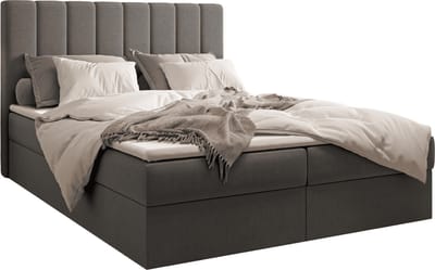 InspireME Boxspring Bed 01 - Bed - Comfortabel topmatras - Met hoofdeindeTot 300KG - Opbergruimte - 140x200 - Trinity 15 - Grafiet