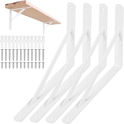 Famanu – Set van 4 metalen plankhouders, 90 graden hoekbeugels voor wandmontage, 280 x 200 x 25 mm, belastbaar tot 50 kg