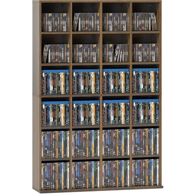 HOMCOM opbergruimte voor CD's en DVD's, opbergunit multimedia-opbergruimte met 24 compartimenten, max. Capaciteit. 456 CD/DVD, bibliotheek