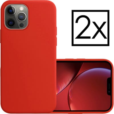 Hoesje - 2 Stuks - Geschikt voor Apple iPhone 14 Pro - Sterk & Shockproof - Case Siliconen - Back Cover - Telefoon Hoes - Rood