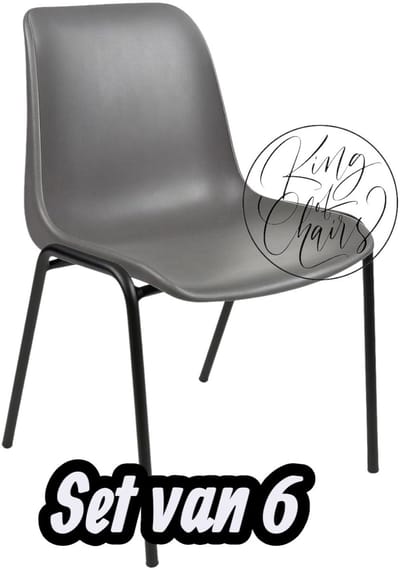Kantinestoel Helene Antraciet -set van 6- zwart onderstel kantinestoel stapelstoel kuipstoel vergaderstoel tuinstoel kantine stoel stapel stoel tuin stoel kantinestoelen stapelstoelen kuipstoelen arenastoel schoolstoel bezoekersstoel Everardo