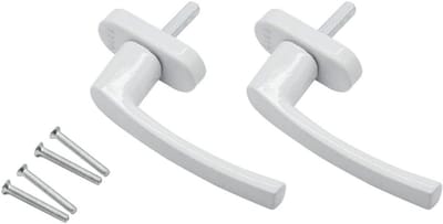 Set van 2 aluminium raamhandles met veiligheidspen, 35 mm lengte, kindveilige raamvergrendeling in wit
