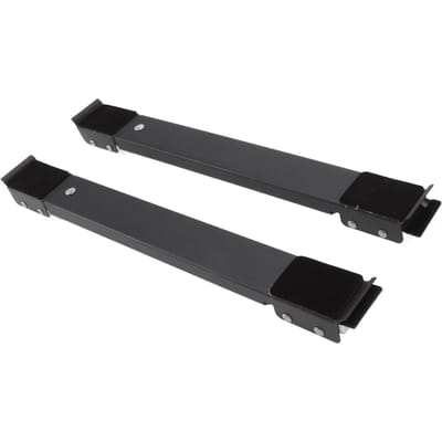 2 pièces Rouleau d'appareil électroménager pour meubles Acier Capacité de charge 300 kg Base mobile extensible pour machine à laver noir