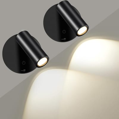 Draaibare LED Wandspots Draadloos met Afstandsbediening en Timer, Warm tot Koel Wit Licht, Set van 2