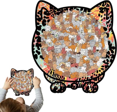 Houten Puzzel - Katten Decoratie - Familie Spel - Met Fotolijst - 135 Delen