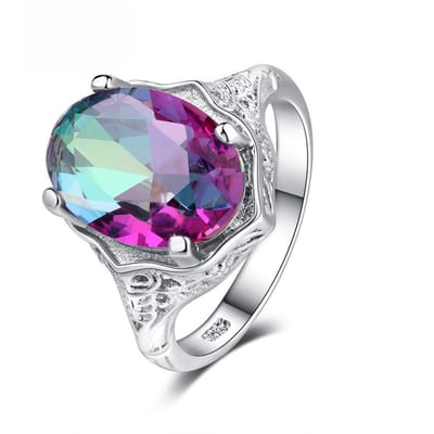 Kleurrijke Ronde Zirkoon Ring Klassieke Sieraden Ring voor Vrouwen No. 10 white