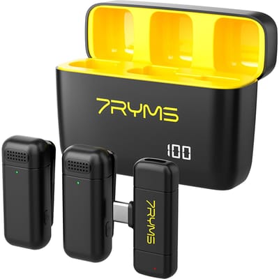Système de microphone sans fil 7RYMS Rimo S1LN avec 1 récepteur et 2 microphones, portée de transmission de 50 M USB-C digital output noir