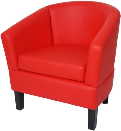 Loungefauteuil MCW-O17, fauteuil, clubfauteuil, cocktailfauteuil, MVG-gecertificeerd kunstleer ~ rood