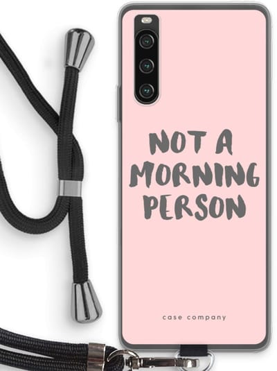 Case Company® - Hoesje met koord geschikt voor Sony Xperia 10 IV hoesje met Koord - Morning person - Telefoonhoesje met Zwart Koord - Bescherming aan alle Kanten en Over de Schermrand
