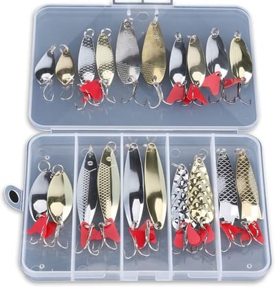 Set van 20 metalen lepels voor vissen - Hard bait voor zalm en baars, spinner en triplet tackle