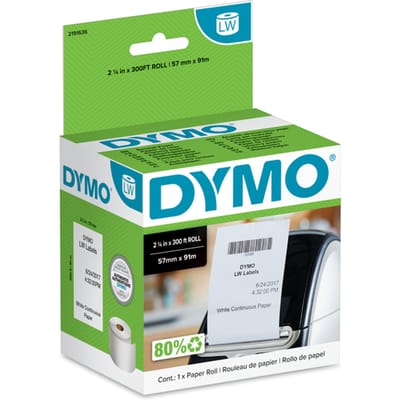 DYMO originele doorlopende Papierrollen LabelWriter | 57 mm x 91 m | zelfklevende etiketten voor de LabelWriter labelprinters