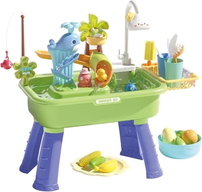 Water Speeltafel - Zomer Speelgoed - Buiten Spelen - Automatische Waterstroom - 54 x 29 x 53 cm - Groen