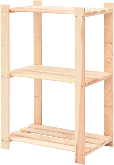 Opbergrek Grenenhout - Plankenkast Hout - Huishoudelijk Commercieel - Massief Duurzaam Hout - 60x38x90 cm - Beige