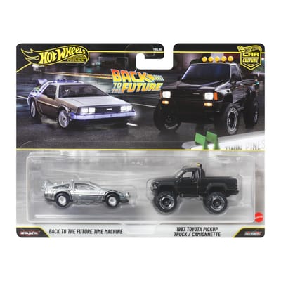 Hot Wheels Premium Car Culture Set van 2 - Back To The Future Time Machine & 1987 Toyota Pickup/Camionnette