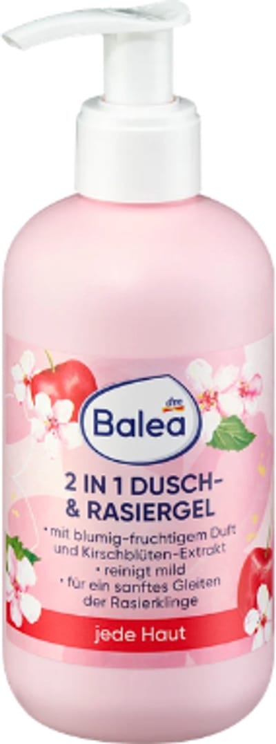 Balea 2-in-1 Douche- & Scheergel met Kersenbloesemextract - 1x 250 ml | Intieme Verzorging - Douchegel & Scheergel in 1- Limited Edition