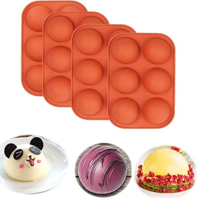 Dailygoods- Siliconen Bakvorm - Vaatwasserbestendig - 4 Verpakkingen - 6 Gaten - Voor Cake/Chocolade - Ideaal voor Oven/Magnetron