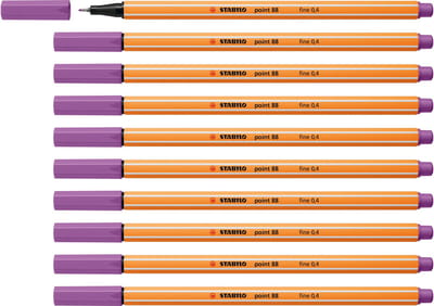 STABILO point 88 - Premium Fineliner - Fine 0,4 mm – Pruim Paars– Doos 10 stuks