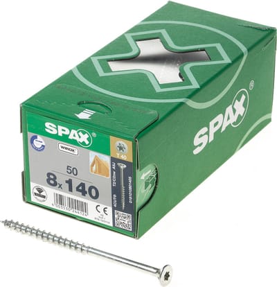 Spax Spaanplaatschroef platverzonken kop verzinkt T-Star T30 deeldraad 8,0 x 140mm