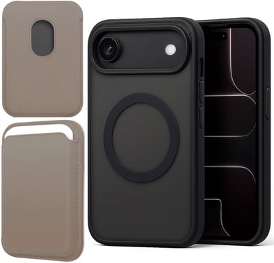 Hoesje + Pasjeshouder geschikt voor iPhone 17 Air - Portemonnee geschikt voor MagSafe - Magnetisch - Pasjes Houder - Creditcardhouder - Taupe