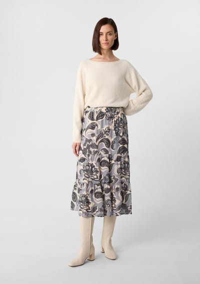 Midi Rok in Gestructureerde Mousseline Dames COMMA