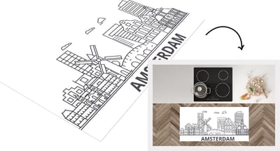 Keukenloper - Loper keuken - Design - Skyline - Amsterdam - 120x60 cm - Keukenloper vinyl