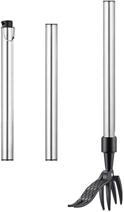 Verstelbare Onkruidsteker Handgreep - Onkruidsteker Steel - Onkruid Verwijderen - Stand Up Ontwerp - 100 cm - Zilver