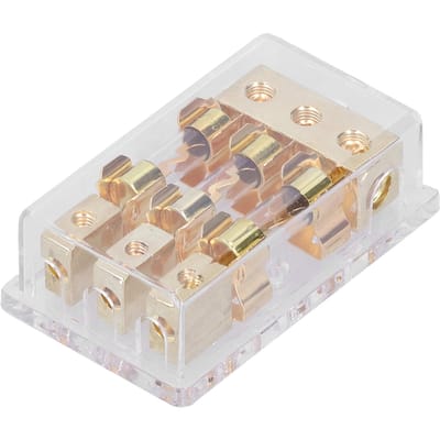3-weg zekeringhouderdoos 1x0GA in 3x4GA uit distributieblok voor auto jacht stereo audio modificatie beige