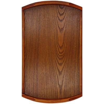 Plateau Rectangulaire en Bois 45x27x4.5cm Plateau Portable pour Thé, Dessert, Fruits avec Poignée pour Maison, Hôtel brown