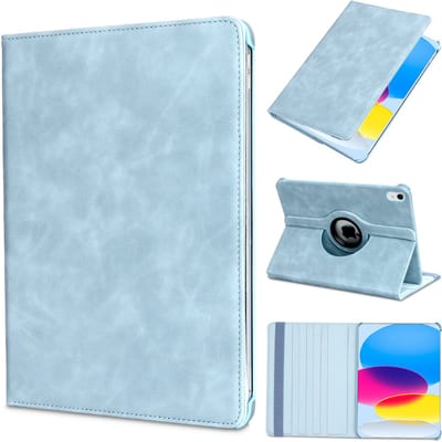 Casemania Hoes Geschikt voor Apple iPad 2025 (A16) & 2022 10e Gen - Aqua Blue - Draaibare Tablet Book Cover