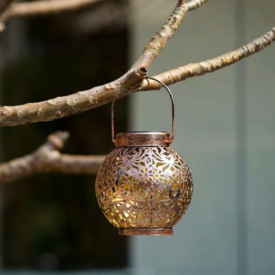 Hangende solarlantaarns voor buiten, decoratieve verlichting voor tuin, terras en veranda. (Brons)