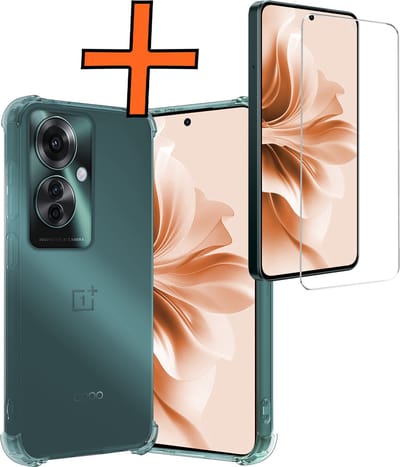 Hoes - Met Screenprotector - Geschikt voor OPPO Reno 11F - Sterk & Shockproof - Siliconen Case - Back Cover - Telefoon Hoes - Shock Proof - Transparant