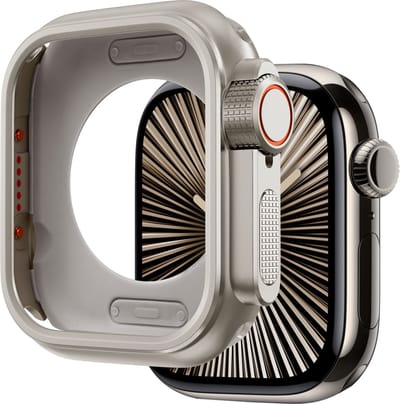 Bandz metalen hoesje geschikt voor Apple Watch 10 - 46mm & Apple Watch 11 - 46mm case case van hoogwaardig metalen materiaal - Robuuste bescherming (titanium kleur)