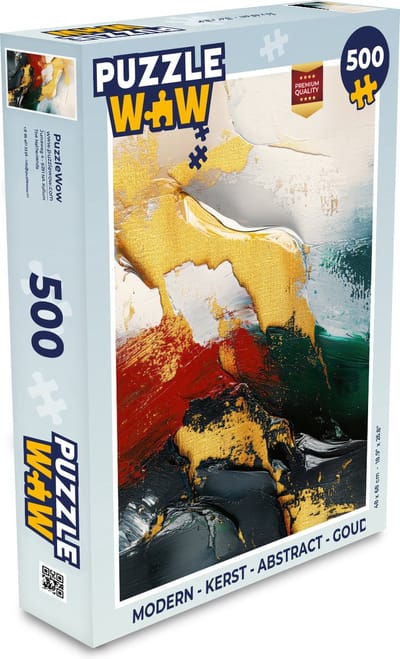 Puzzel Modern - Kerst - Abstract - Goud - Legpuzzel - Puzzel 500 stukjes - Kerst - Cadeau - Kerstcadeau voor mannen, vrouwen en kinderen
