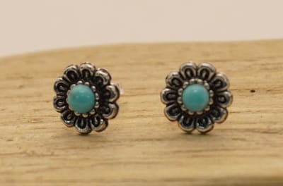 Sterling zilveren oorknoppen bloem met blauw steen - zilveren oorknopjes bloem met blauw steen - 925 zilver oorknoppen bloemen - leuke bloemen oorbellen