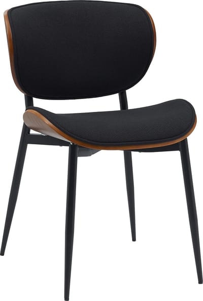 CLP Enid Eetkamerstoel - bezoekersstoel - met rugleuning en bekleding - metalen frame - Stof/walnoot/zwart