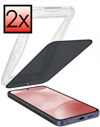 Screenprotector - 2 Stuks - Geschikt voor Samsung Galaxy S24 - Met Installatie Kit - Anti Spy - Beschermglas - Flexibel Glas - Tempered Glass - Screen Protector - Inclusief Montage Frame - Buigbaar Hybrid Bescherm Cover