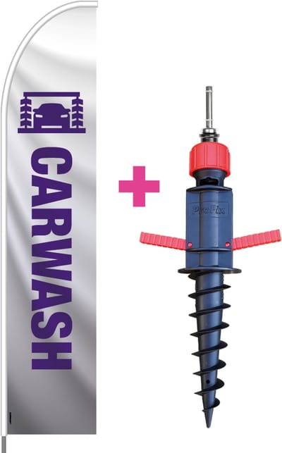 Beachflag - Carwash - Vlag + Grondboor + Rotator + Hengelsysteem + Draagtas - Actievlag.nl