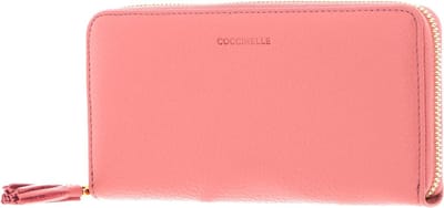 COCCINELLE Leren Portemonnee Tassel Zip Around Wallet Camelia Oud roze
