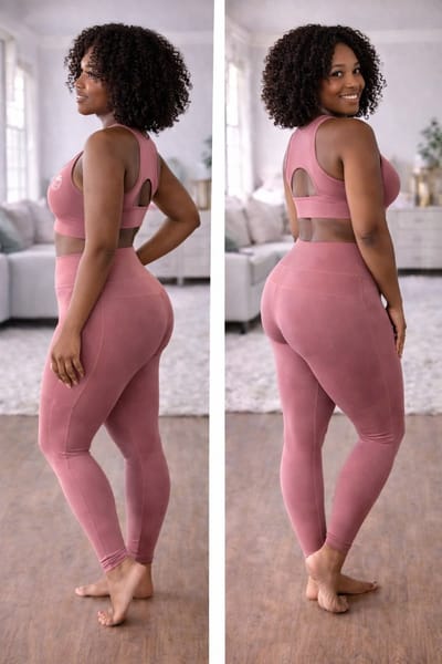 Roze sportlegging en sporttop