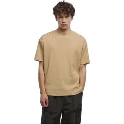 Urban Classics - Rib Shortsleeve Heren Tshirt - S - Beige