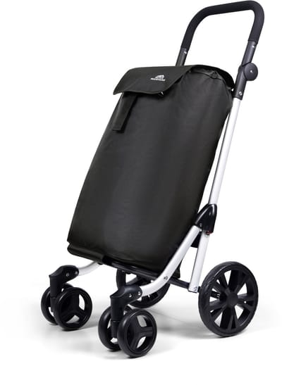 Dutch Mountains Boodschappenwagen 4 wiel - 48 Liter Boodschappentrolley met verstelbaar handvat - Zwart