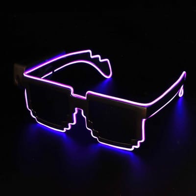 Draadloze LED Bril Licht op in het Donker Halloween Kerstfeest Neon Verlichte Mozaïek Bril voor Nachtclubs blue