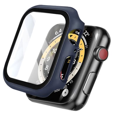 Screen protector - Geschikt voor Apple Watch 7 / 8 / 9 - 41 mm - Full Cover Hard Case / Beschermend Hoesje - Donkerblauw