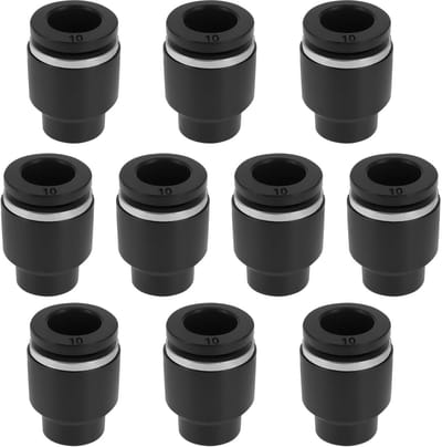 JHUBERS- Push to Connect Fitting 10 mm OD - 10 Stuks - Pneumatische Aansluitdoppen - Kunststof - Luchtgereedschap - Eenvoudige Installatie - Luchtfitting