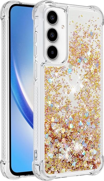 Coverup Hoesje - Geschikt voor Samsung Galaxy A55 Hoesje - Coverup Liquid Glitter Back Cover - Goud