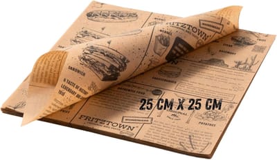 Famanu – Deli paper 100 vellen 25x25 cm, vetafstotend voedselpapier voor burgers, sandwiches en BBQ