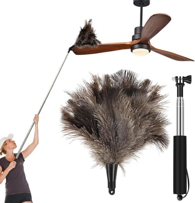 Telescopische Stofdoek - Veer Plumeau - Stof Verwijderen - Uitschuifbaar Buigbaar - Tot 126 cm - Zwart