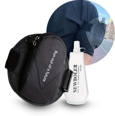 Run Out of a Future™- Hardloop Armstrap met 250ml Opvouwbare Drinkfles | Telefoonvak | Sleutelvak | Stevige Hardloopband Telefoonhouder | Waterfles Sportband | Drinkgordel | Running belt Bidonhouder | Soft Flask | Sport Arm Tas | Joggen | One size